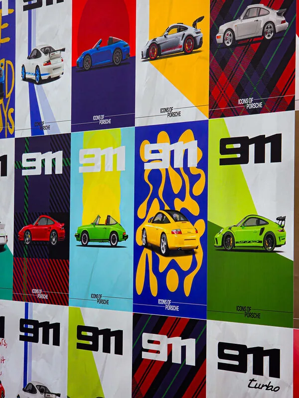 Colorful 911 poster wall