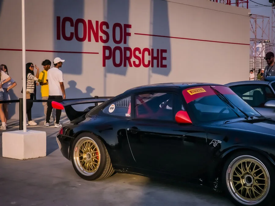 Black Porsche with gold BBS wheels